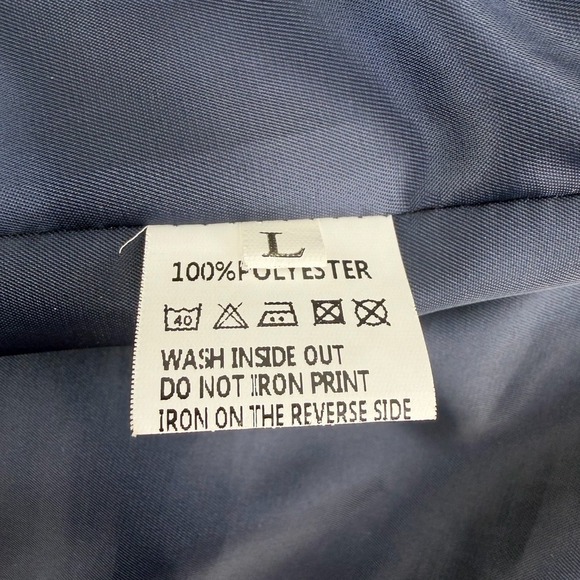 Quilted Navy Blue Long Vest Women's Size L Stand Collar Zip Pockets - Picture 3 of 5